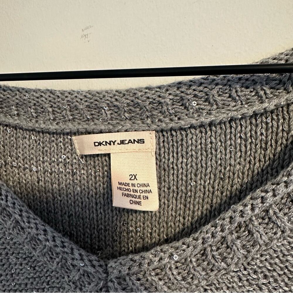 DKNY Jeans Gray Sequin Sweater 2X - Picture 12 of 12